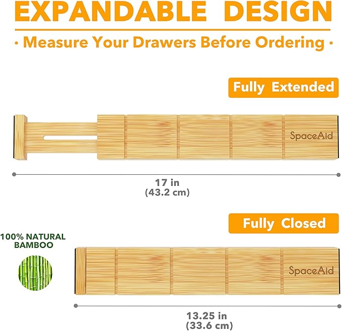 SpaceAid Bamboo Drawer Dividers
