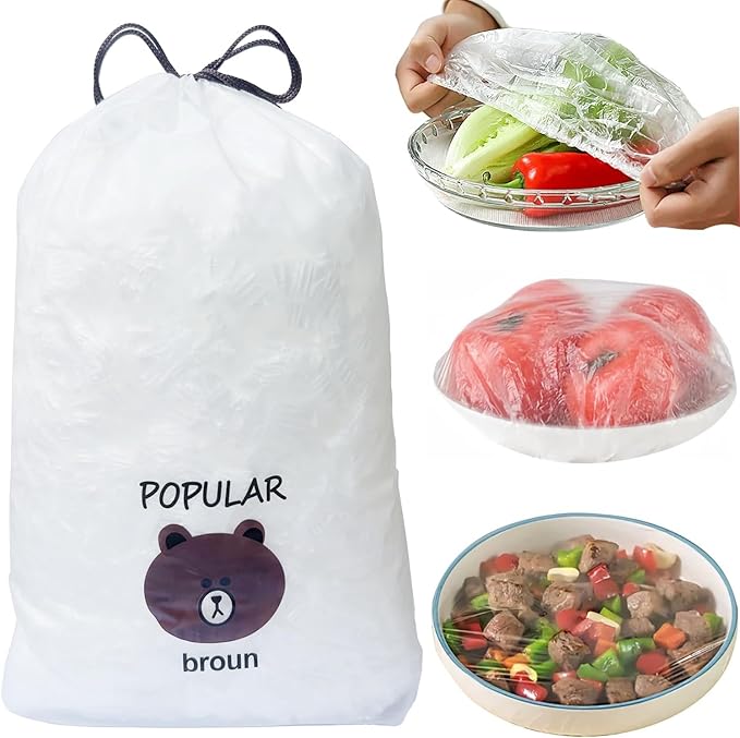 500pcs Plastic Bowl Covers Elastic Reusable Food Covers Outdoor Thickend