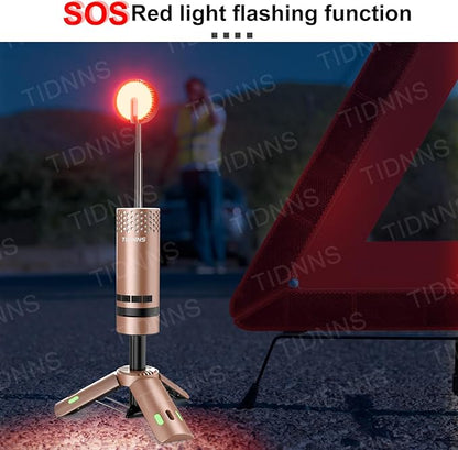 Camping Lights Rechargeable, Detachable Camping Lantern with Stand, Telescopic Waterproof Camp Lamp, Magnetic Work Hanging Light, LED Tent Flashlights for Emergency (Rose Gold- Upgraded)