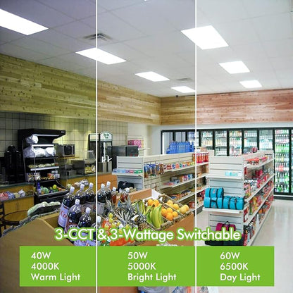 hykolity 2x4 FT LED Flat Panel Troffer Light, CCT Selectable 4000K-5000K-6500K