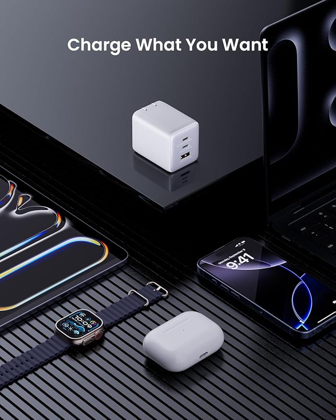 Wegear 100W USB C Charger Block, 3-Port Compact Foldable Power Adapter USB Wall