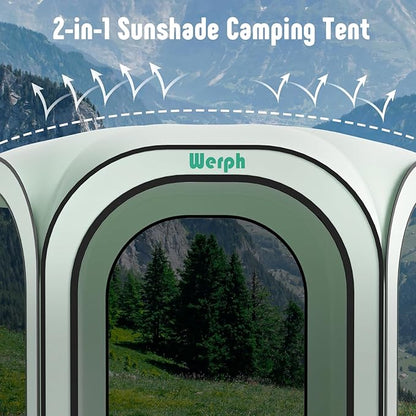 Screen Tent Pop-Up, Portable Tent Canopy with Mesh Mosquito Net, Screen House Room Canopy Shade 10x10 FT with Carry Bag for Patio, Backyard, Sports & Outdoors Activities, Green