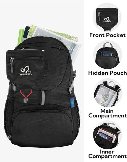 WATERFLY Small Lightweight Packable Backpack: 20l Ultra Light Foldable Travel Hiking Camping Daypack Day Pack for Man Woman
