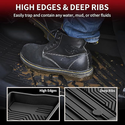 LASFIT Floor Mats for Toyota RAV4 2019-2025 Gas(Not Fit Hybrid/Prime) All Weather TPE Custom Fit Floor Liners for RAV 4 LE/XLE/Limited/Adventure/XLE Premium/TRD Off-Road Front&Rear 2 Row Car Mats
