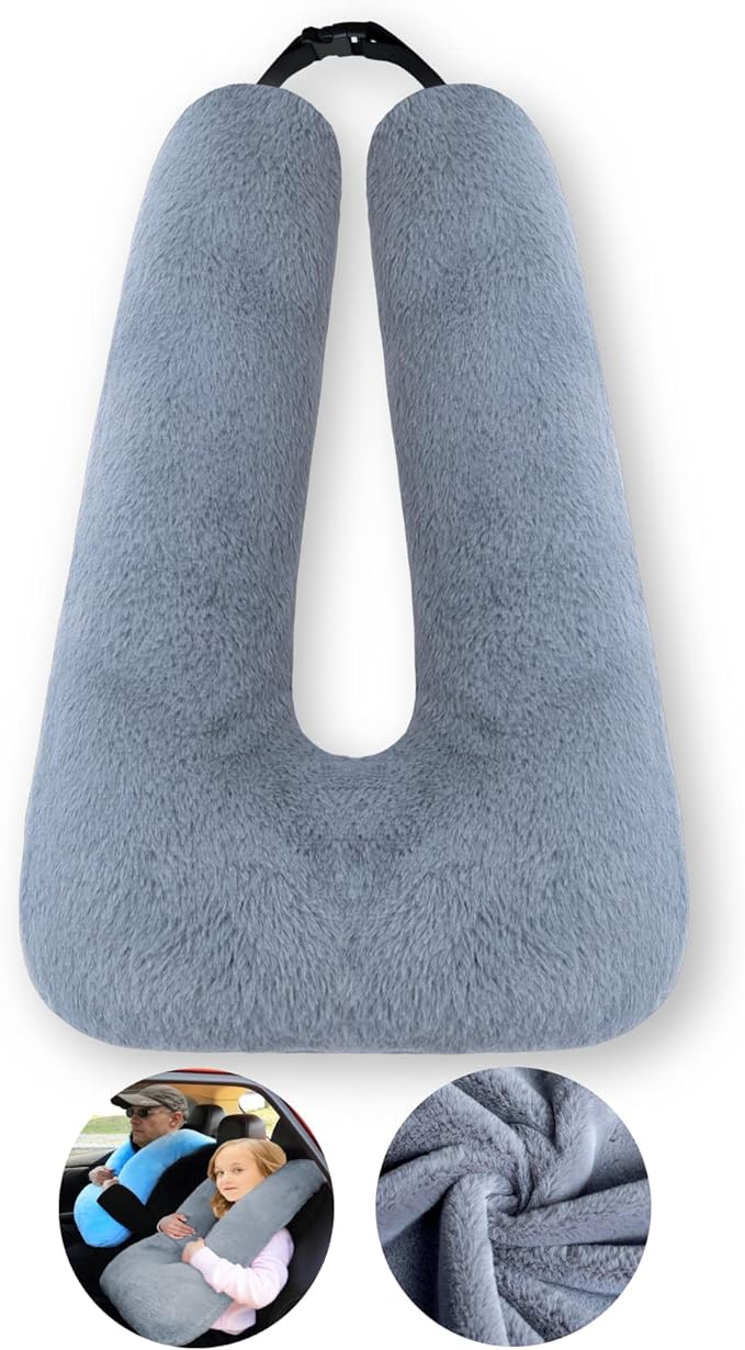 FHSGGP Travel Pillow Car Pillow Kid Car Sleeping The Sleeping Aid for Adults and Kids on Road Trips Kids Travel Pillow Gray
