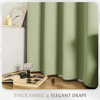 Beauoop Sage Green 100% Blackout Curtains 84 Inch Long 2 Panels