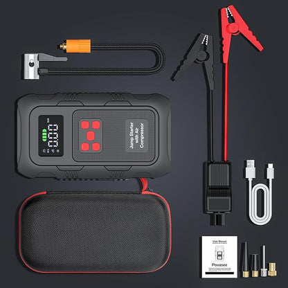 HPBS 6000A Jump Starter with Air Compressor, Portable Car Battery Jump Starter