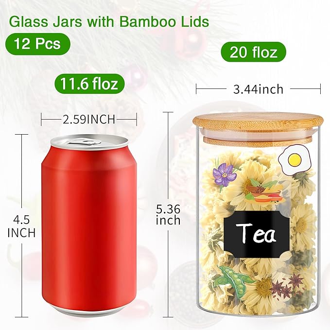 BGraceyy Glass Jars with Bamboo Lids 20 oz