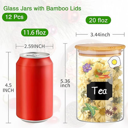 BGraceyy Glass Jars with Bamboo Lids 20 oz