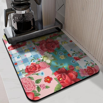 Kitchen Countertop Dish Drying Mat, Super Absorbent Coffee Bar Mat