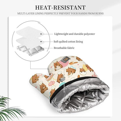 Capybara Gifts for Women, Funny Capybara Oven Mitt & Pot Holder Set, Heat