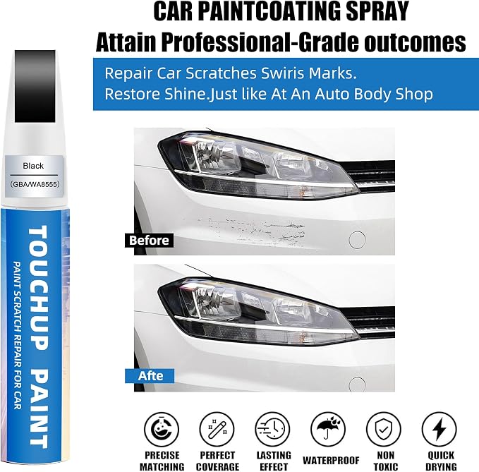Black(GBA/WA8555) Touch Up Paint Compatible with Chevy 2-in-1 Car Scratch Repair Pen for Rock Chips, Door Scratches & Paint Nicks Exact Color Match Quick Dry DIY Fix for Silverado Silverado Equinox