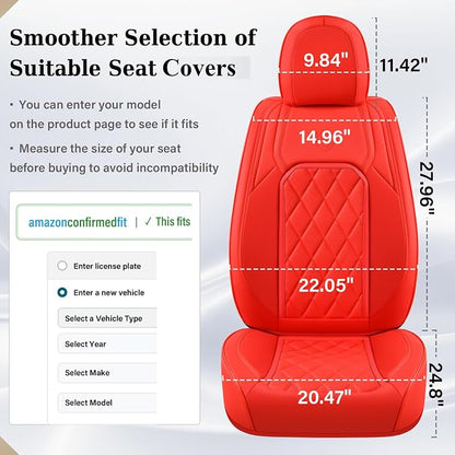 Coverado Leather Seat Covers, Car Seat Cover Front Seats, Waterproof Seat Covers, Luxury Faux Leather Car Seat Protectors, Red Car Seat Cover, Automotive Seat Covers Universal Fit for Most Cars