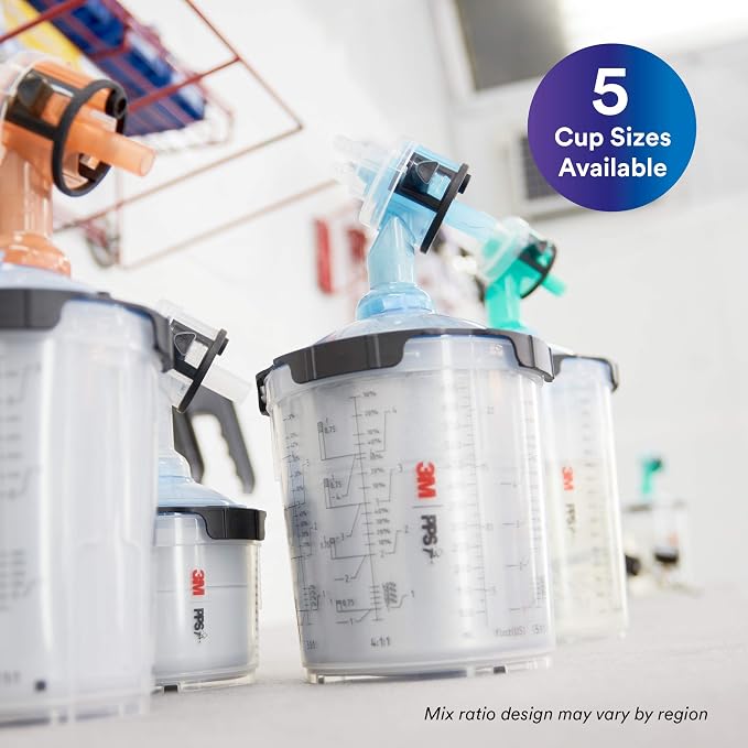 3M PPS 2.0 Spray Gun Cup, Lids and Liners Kit, 26314, Mini, 6 Ounces, 125-Micron Filter, Use for Cars, Furniture, House and More, 1 Paint Cup, 50 Disposable Lids and Liners, 32 Sealing Plugs