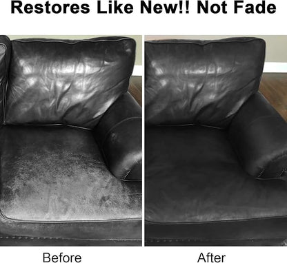 Black Leather Recoloring Balm, Leather Color Restorer Conditioner, Leather Repair Kits for Vinyl Furniture, Sofa, Car Seats, Shoes - Repair Leather Color on Faded & Scratched Leather Couches