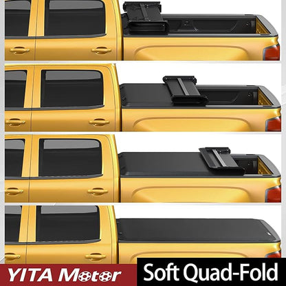 YITAMOTOR Soft Quad Fold Truck Bed Tonneau Cover Fits for Dodge Ram 1500 New Body Style 2019 2020 2021 2022 2023 2024 2025 2026, Fleetside 5.7 ft Bed Without Rambox