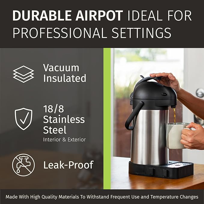 Thermal Coffee Carafe 74Oz, Keeps Drinks Hot