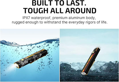 OLIGHT Arkfeld Pro Rechargeable EDC Flat Flashlight with Green Beam, UV and White LED Combo, 1300 Lumens Portable Pocket Lights, Triple Sources for Outdoors Emergency Working (Racing Stripe CW)