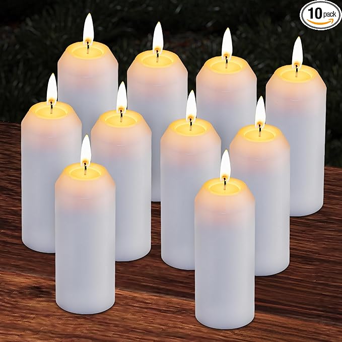 10Pack 15H+ Emergency Candles Long Burning Survival [20H+ Inside Candle Lanterns], 3??Unscented White Pillar Candle, Survival Candles for Power Outage, Camping, Hurricane