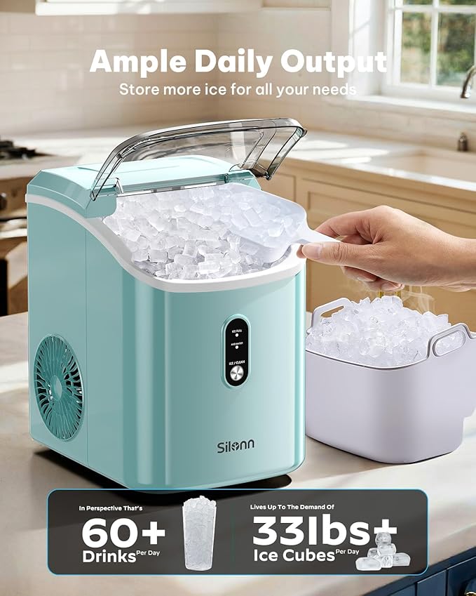 Nugget Ice Maker Countertop, Silonn Chewable Pellet Ice Machine