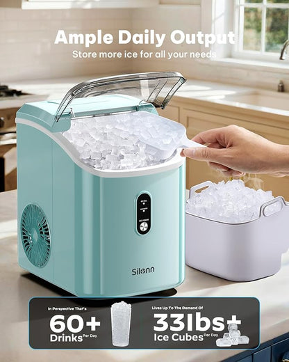 Nugget Ice Maker Countertop, Silonn Chewable Pellet Ice Machine