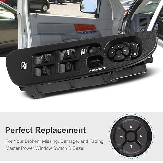 BASIKER Master Power Window Switch and Bezel, Driver Side Window Switch Bezel
