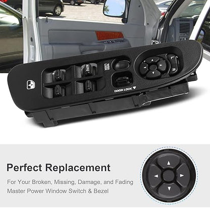 BASIKER Master Power Window Switch and Bezel, Driver Side Window Switch Bezel