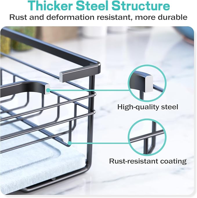 VABNEER Dish Drying Rack with Stone Drying Mat, Quick-Drying/Stainless/Super
