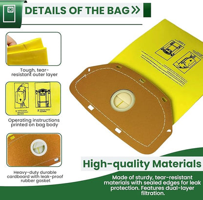15 Pack AH10232 Sealed Collar Vacuum Bags for Hoover Commercial MPWR 40V Cordless Backpack Vacuum CH93619, CH93600 | Type CB1 Replacement Filter Bag with Leak-Proof Design