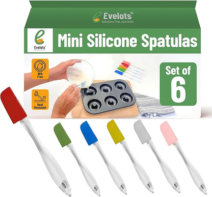 Evelots Set of 6 Mini Silicone Spatulas