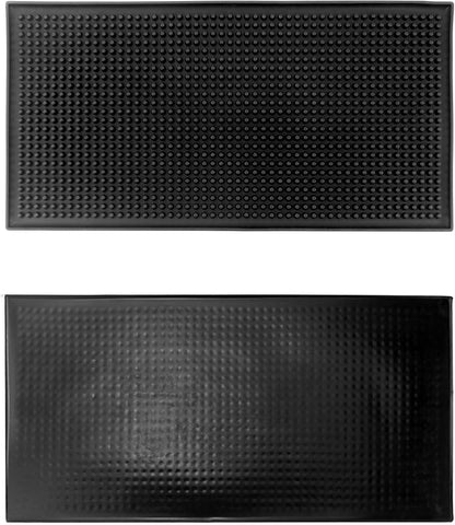 QWORK 12"x6" Black Rubber Bar Mat – 6 Pack Non-Slip Drainage Pad