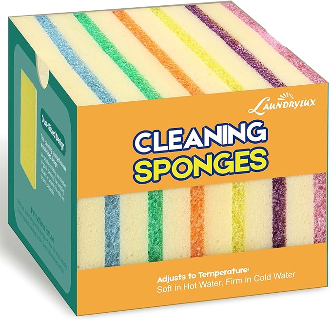 LAUNDRYLUX Scrub Sponge, Dual-Sided Temperature-Responsive Scrubber