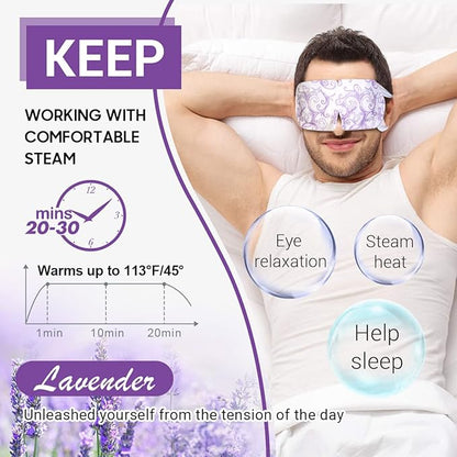 16 Packs Steam Eye Masks for Dry Eyes, Lavender Heated Eye Mask, Relief Tired Eyes & Dark Circle, Warm Compress for Puffiness, Disposable Travel Essentials & Relaxation Set for Women, Christmas