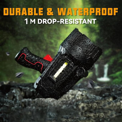 Durapower Rechargeable Spotlight, 1500 Lumens LED Spotlight Flashlight, Waterproof Handheld Spot Light for Indoor Outdoor Farm Camping Emergency