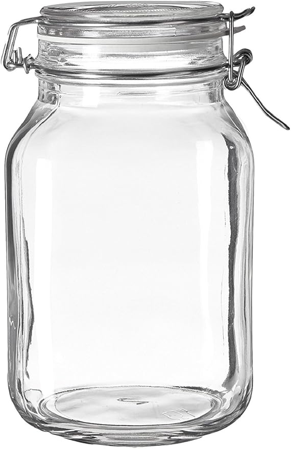 Bormioli Rocco Fido Clear Glass Jar with 85 mm Gasket, 2 Liter