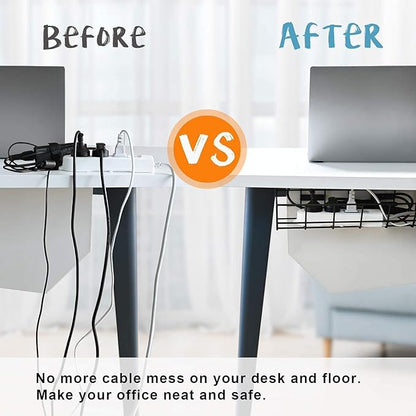 Under Desk Cable Management- 4 Pack Cord Organizer. Metal Wire Cable Management