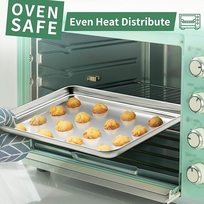 Baking Sheets Set of 2, HKJ Chef Cookie Sheets 2 Pieces & Stainless Steel
