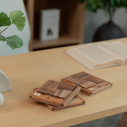 The Square Deal: Wooden 3D Brain Teaser Puzzle – STEM Skill Builder, Tangram Game, Educational Problem Solving for Adults, Unique Handmade Mechanical Puzzle
