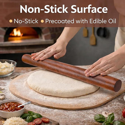 16.5 Inch French Rolling Pin, Wooden Dough Roller
