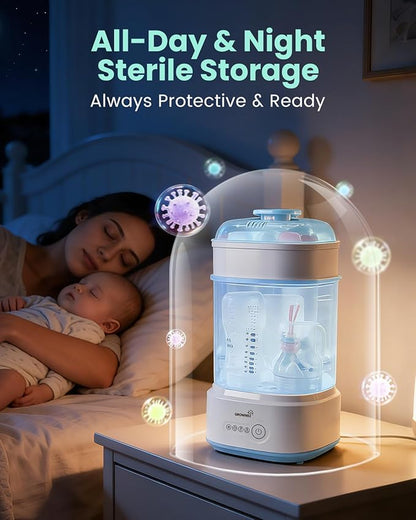 Bottle Sterilizer and Dryer, Compact Electric Steam Baby Bottle Sterilizer