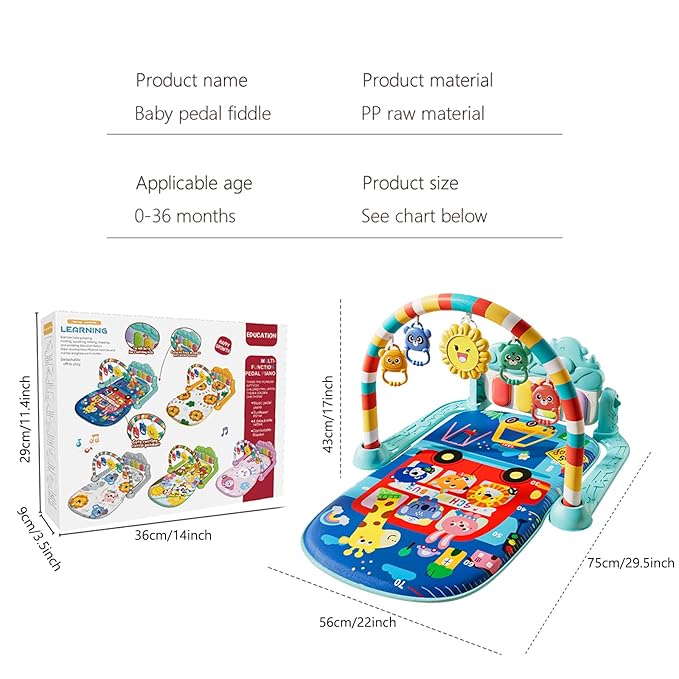 Alive Lovely Baby Gyms Play Mats, Musical Activity Center Baby Piano Gym Mat, Music and Lights Tummy Time Padded Mat for Newborn Newborn 0 to 3 6 9 12 Months