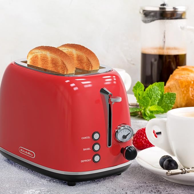 Toaster 2 slice, Retro Stainless Steel Toaster