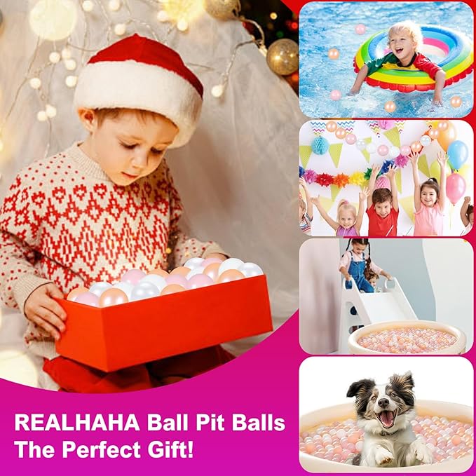 Realhaha Ball Pit Balls 50 100 200 500 Play Balls Plastic Balls for Baby Girls Toddlers Kids Play Tent Pool Playhouse Playpen Party Decoration