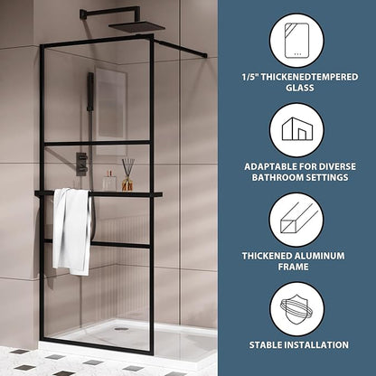 Goodyo 34" x 72" Shower Door Tempered Glass Shower Screen