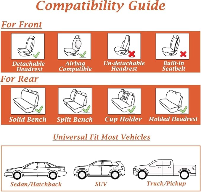 Coverado Car Seat Covers Full Set, Car Seat Protector Waterproof, Nappa Leather Car Seat Cushion, Seat Covers for Cars, Front Seats and Back Universal Fit for Most Cars