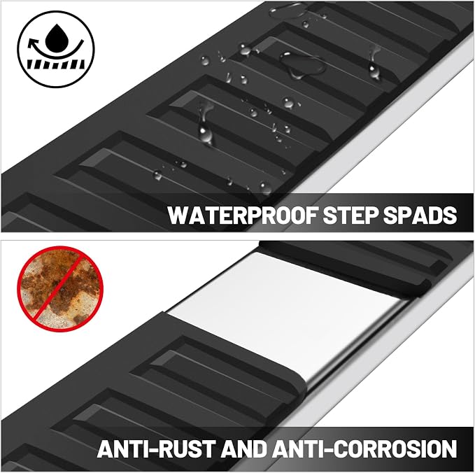 COMNOVA Side Step Nerf Bar Running Board Replacement for 2004-2014 Ford F-150 Crew Cab（4 Full Size Door）,6 Inch Step Pad Design,OE Style