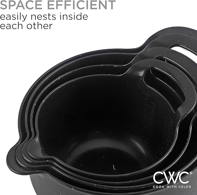 COOK WITH COLOR Nesting Plastic Mixing Bowl Set with Pour Spouts and Handles