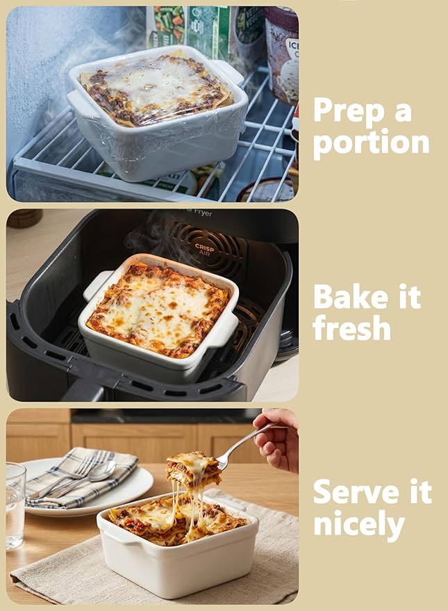 5x5 Small Baking Dish for Oven, 28 Oz Individual Ceramic Casserole Dish