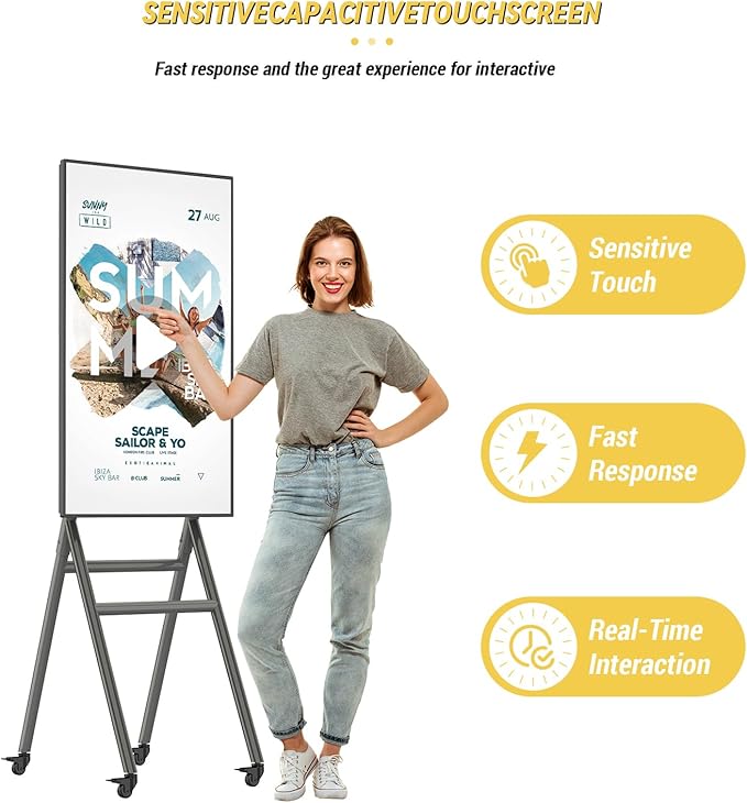 MWE Mobile Digital Signage Display 43in, Portable UHD Touchscreen Advertising