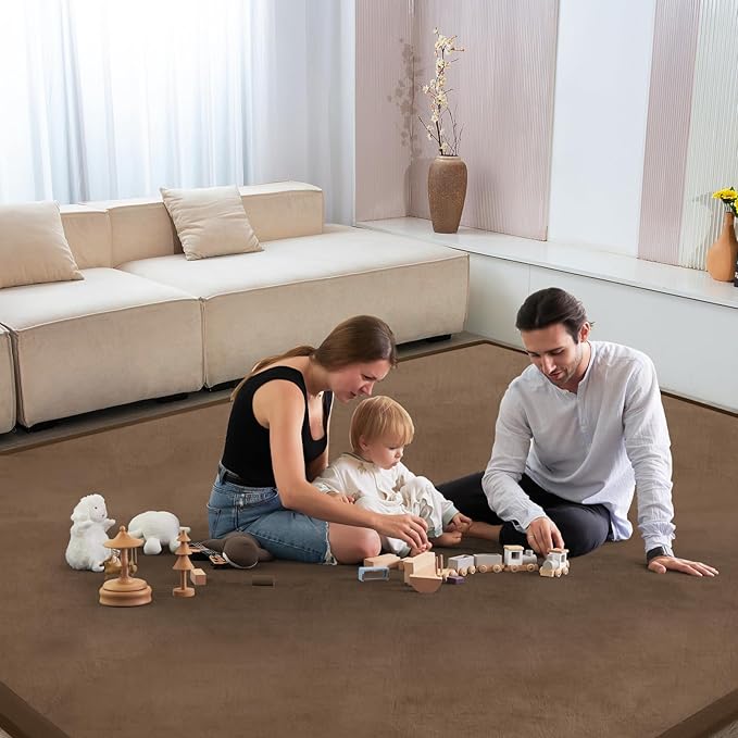 Baby Play Mat for Floor Tummy Time Mat Nursery Rug Muscle Area Rug Playroom Rug Tatami 74 * 50" Memory Foam 1.3" Thick Crawling For Babies,Toddlers, Infants, Kids,Floor,Coffee